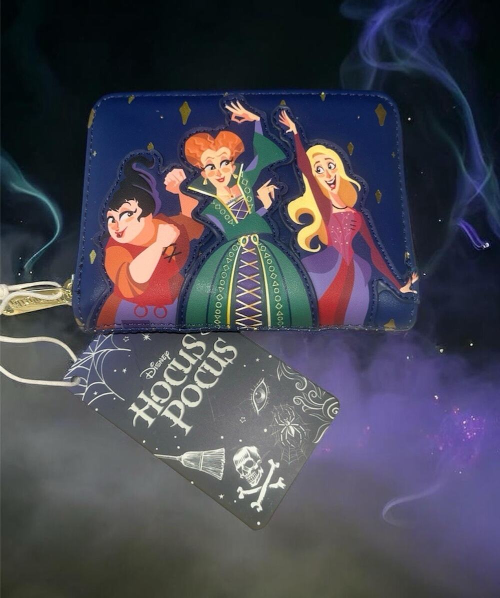 Loungefly Disney Hocus Pocus Sanderson Sisters Zip Around Wallet Navy Blue NWT